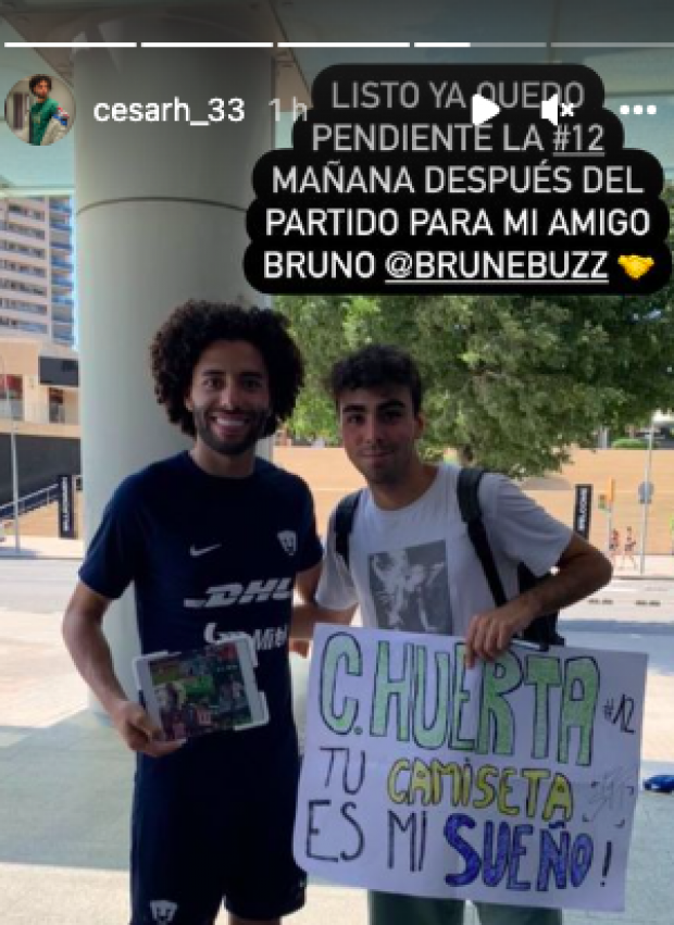 El fan español de los Pumas pudo conocer al "Chino" Huerta