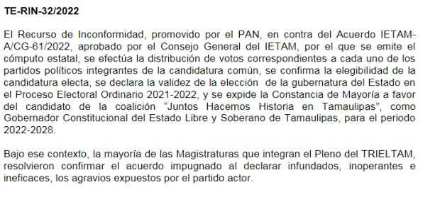El Tribunal de Tamaulipas confirmó el triunfo del morenista Américo Villarreal.