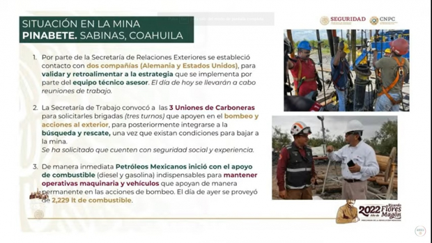 Dependencias del Gobierno se suman a labores de rescate de mineros en Coahuila.