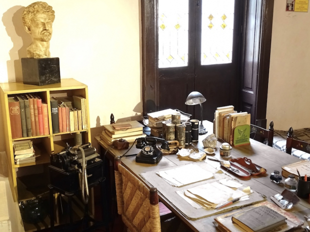 El estudio del político en la casa de Coyoacán, hoy Museo León Trotsky, donde fue herido de muerte en 1940.