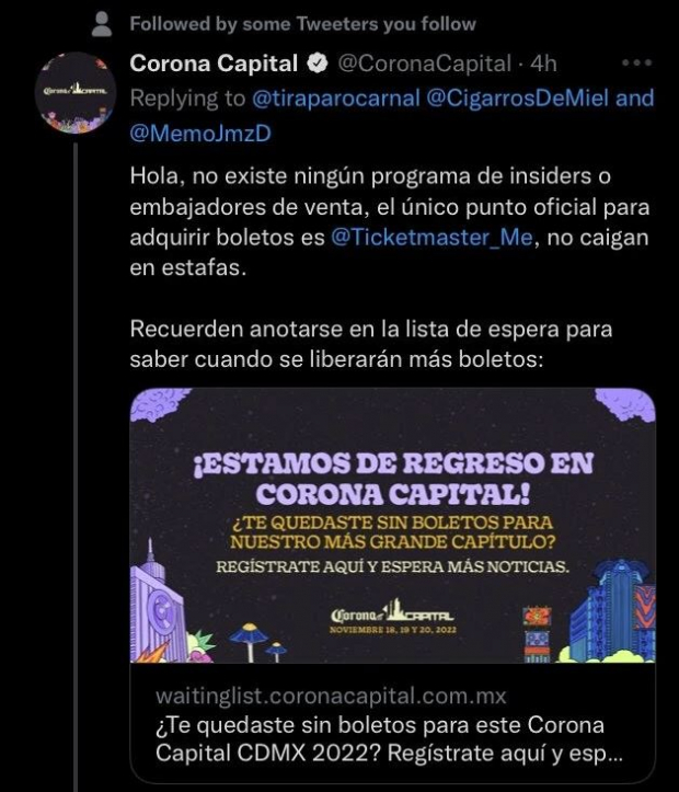 Corona Capital respondió a influencer