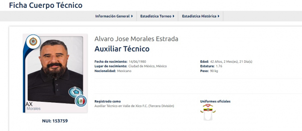 El registro de Álvaro Morales en la Tercera División de la Liga MX