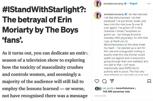 El mensaje de Erin Moriarty