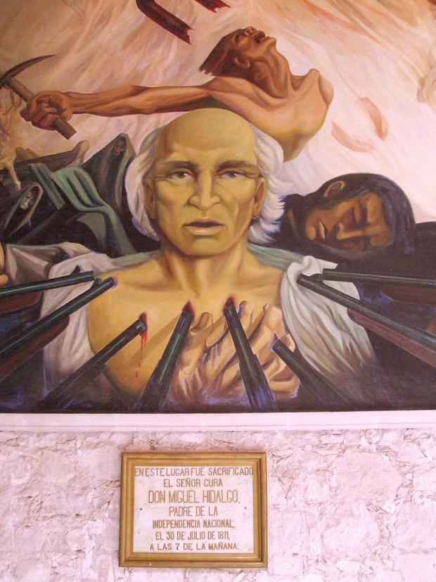 Mural conmemorativo del fusilamiento de Hidalgo, en Chihuahua.