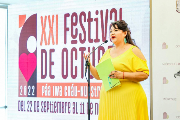 La secretaria de Cultura de Baja California, Alma Delia Ábrego Ceballos, dio a conocer detalles de la vigésimo primera edición del Festival de Octubre