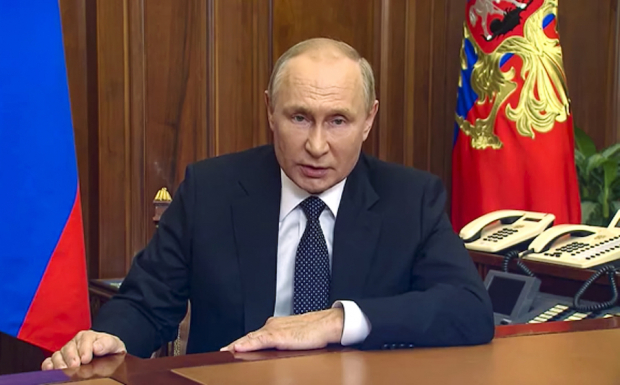 El líder del Kremlin, durante un mensaje a su país y zonas separatistas.
