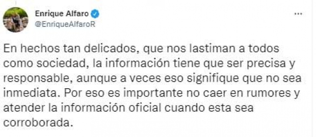Enrique Alfaro solicitó esperar información oficial sobre la balacera en Zapopan, Jalisco.
