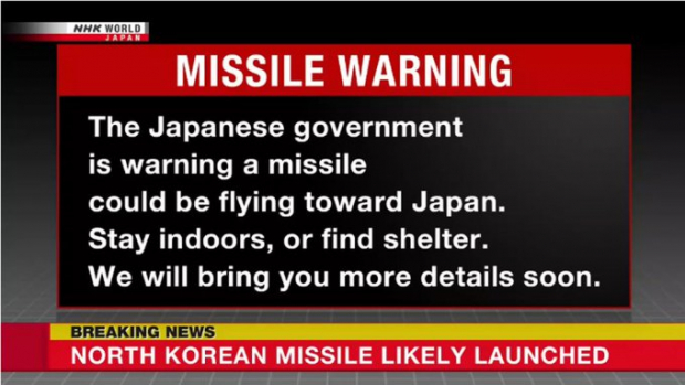 Autoridades japonesas alertan por posible lanzamiento de misil desde Corea del Norte