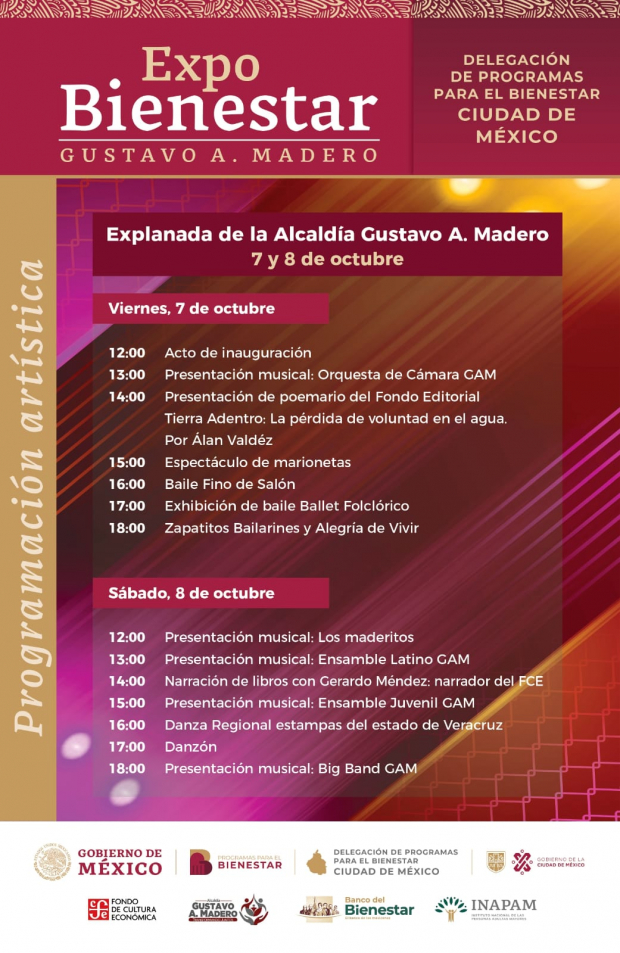 Programa de la Expo Bienestar Gustavo A. Madero.