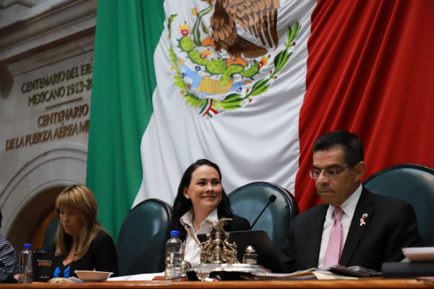 Alejandra Del Moral, durante la Glosa del Quinto Informe de Gobierno.
