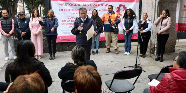 “Hoy damos el banderazo a la acción social ‘Coyoacán Contigo en la Detección y Diagnóstico Oportuno del Cáncer de Mama’", dijo el alcalde de Coyoacán.