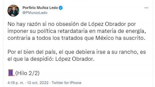 Porfirio Muñoz Ledo consideró que “por el bien del país, "el que debiera irse a su rancho" es AMLO