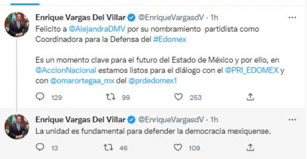 El mensaje de Enrique Vargas del Villar en Twitter