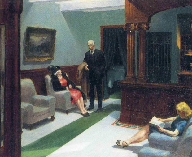 Lobby de hotel, óleo sobre tela, 1943.