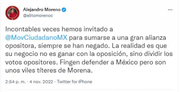 El mensaje en redes de Alejandro Moreno Cárdenas