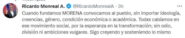 Ricardo Monreal en Twitter