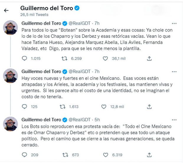 Tuits de Guillermo del Toro
