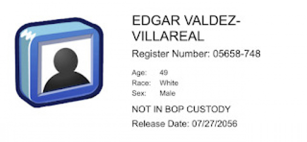 Registro del BOP de Édgar Valdez Villareal.