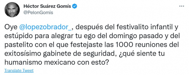 Tuit de Héctor Suárez Gomís.