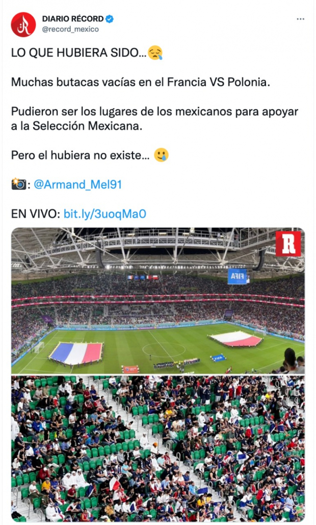 La afición mexicana se dio cita en el partido Francia vs Polonia del Mundial Qatar 2022