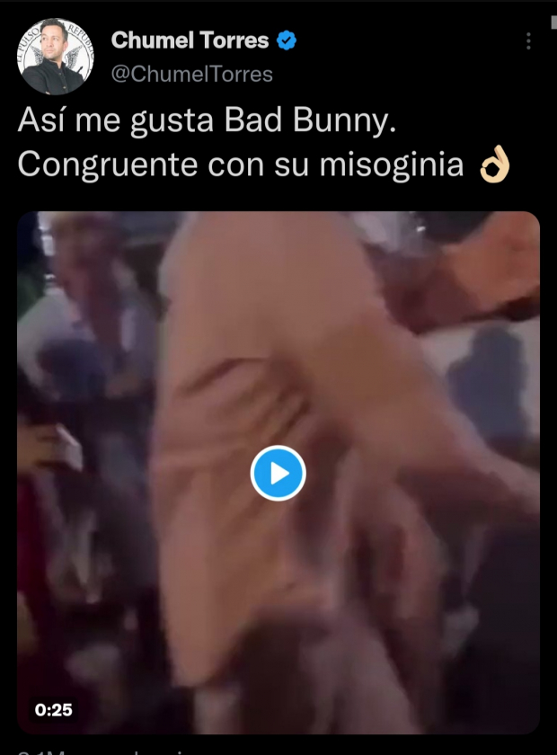 Tuit de Chumel Torres sobre Bad Bunny