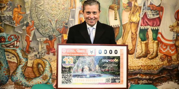 La alcaldía Coyoacán y la Lotería Nacional develaron un billete del Sorteo Zodiaco Especial No. 1598.