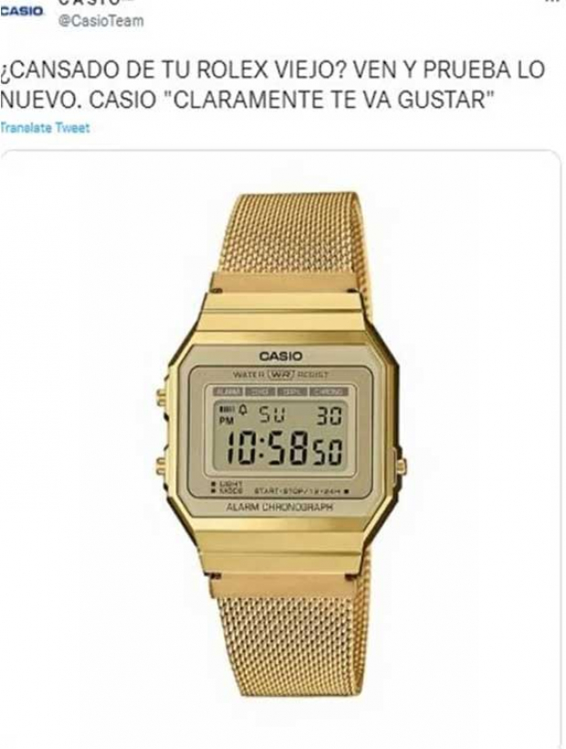 La comparación entre Rolex y Casio, destacadas marcas de relojes, proviene de un fragmento de la canción de Shakira con Bizarrap