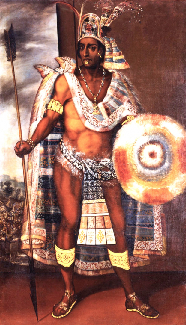 Retrato de Moctezuma II, atribuido  a Antonio Rodríguez, óleo sobre tela, ca. 1680.