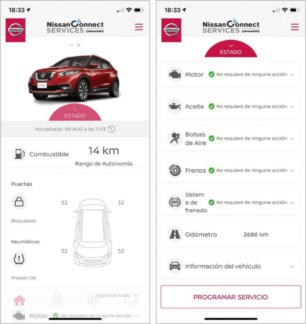Mediante la App NissanConnect® Services la marca facilita diferentes servicios a los usuarios para una conducción segura y confortable.