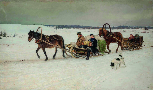 Nikolai Bogdanov-Belsky, Despidiendo a un recluta, 1898.