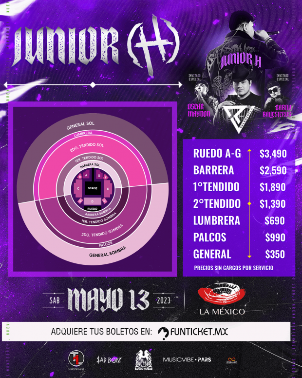 Precios de los boletos para el concierto de Junior H