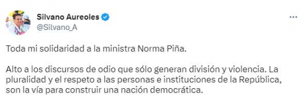 Silvano Aureoles se solidarizó con la ministra Norma Piña