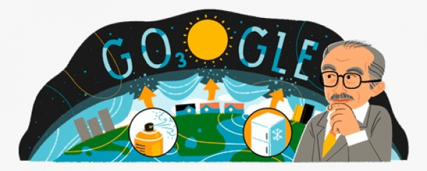 Google rinde homenaje en su doodle al científico mexicano Mario Molina, quien ganó un Premio Nobel de Química en 1995.