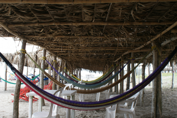 Zona de descanso en playa Tecolutla, Veracruz.