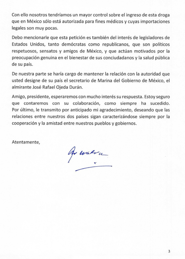 Carta enviada por el Gobierno mexicano a China, parte tres.