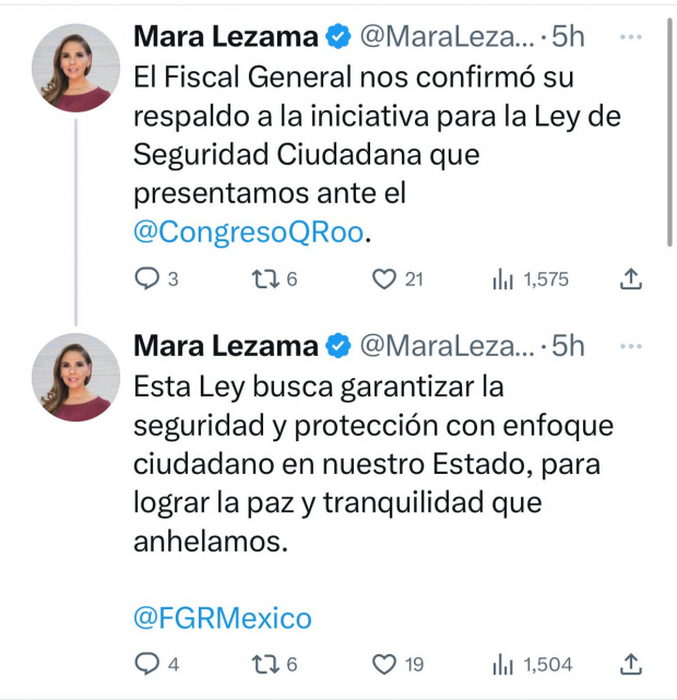 Gertz Manero respalda Ley de Seguridad Ciudadana que presentó Mara Lezama.