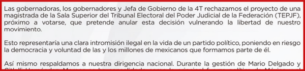 Señalan que el proyecto de la magistrada Janine Otálora Malassis pone en riesgo la voluntad de “las y los millones de mexicanos”