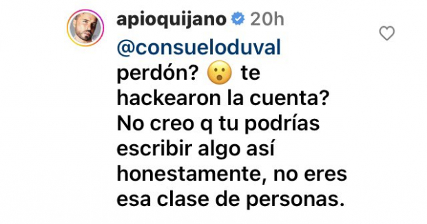 Apio Quijano le responde a Consuelo Duval