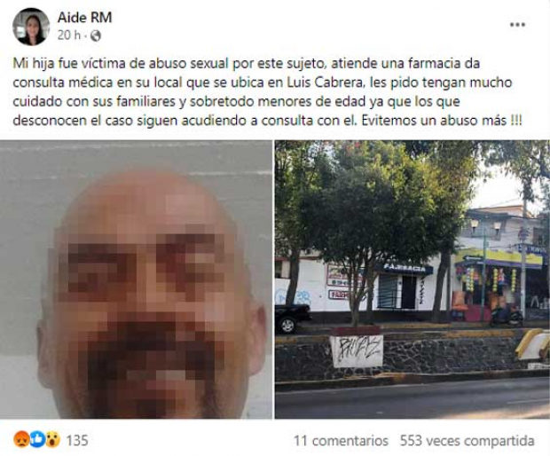 Denuncian abuso sexual en farmacia ubicada en Luis Cabrera
