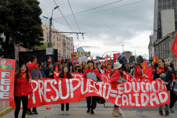 Protestas en el marco del Día del trabajo en Quito, Ecuador.