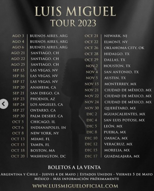 Luis Miguel anuncia las fechas de la venta de boletos para su nueva gira