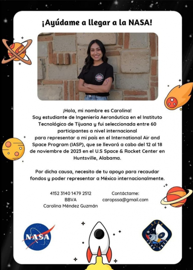 Carolina Méndez busca tu ayuda para poder ir a la NASA.