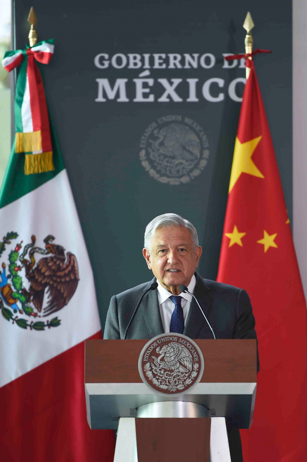 El Presidente Andrés Manuel López Obrador durante la conferencia sobre la “Petición de perdón por agravios a la comunidad china en México”, en mayo del 2021.