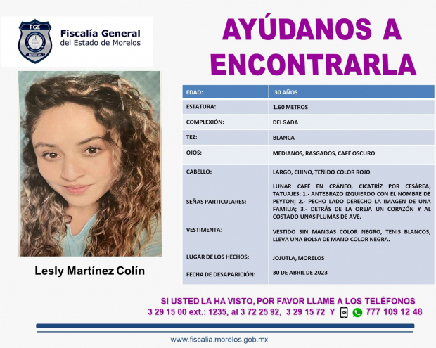 Ficha de búsqueda de Lesly Martínez.