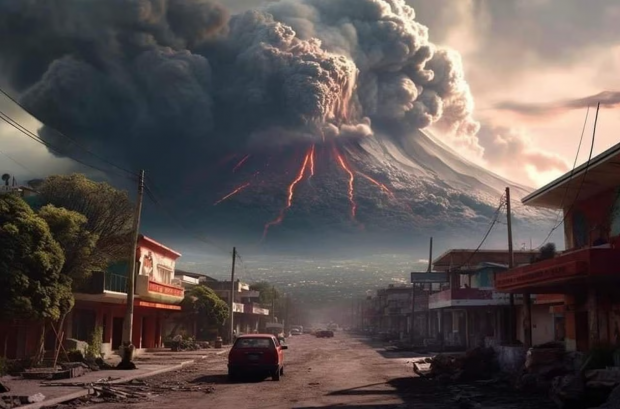Así es como se vería el Popocatépetl haciendo erupción, según la Inteligencia Artificial.