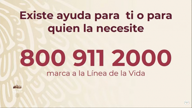 El subsecretario Hugo López-Gatell informa que si la población necesita ayuda con problemas de drogas puede llamar a la Línea de la Vida (8000-911-2000) para recibir apoyo.