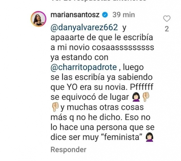 Comentario de Marian Santos contra Paty Cantú