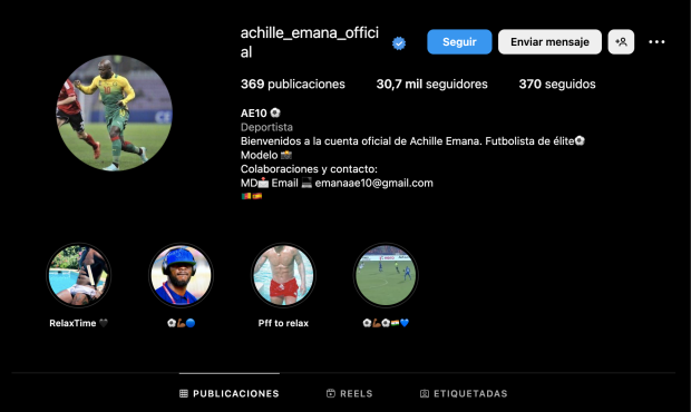 Achille Emana perfil Instagram