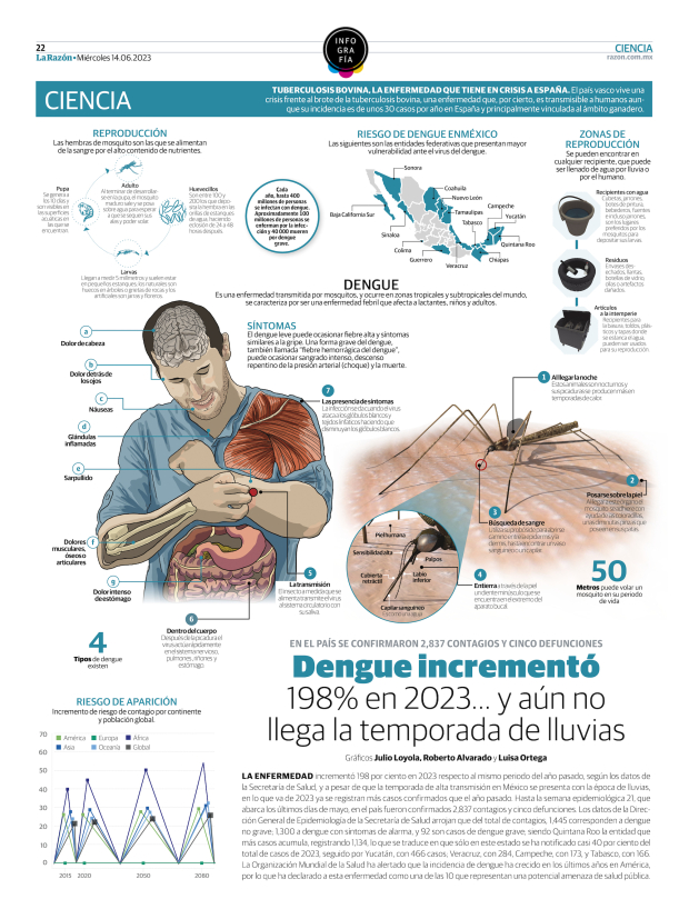 Dengue incrementó 198% en 2023... y aún no llega la temporada de lluvias