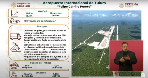 Aeropuerto Felipe Carrillo Puerto presenta un avance físico del 46 por ciento.